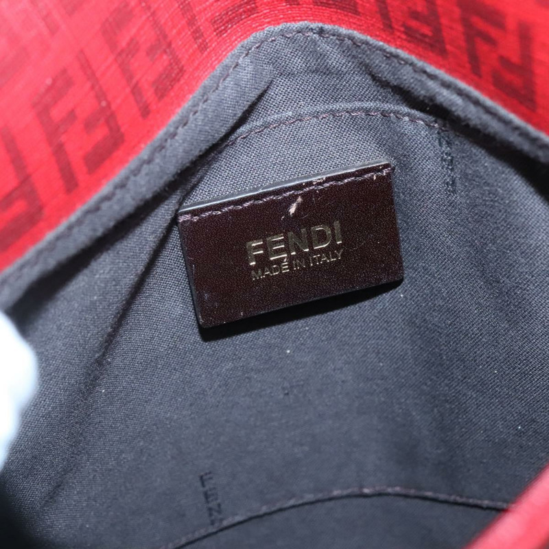 【日本直送】FENDI Zucchino 帆布 Mamma Baguette 單肩包 PVC 紅金 正品 142286V-16