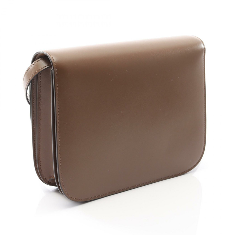 CELINE Classic Box 中型單肩包 皮革 棕色 二手 女款 GHW-1