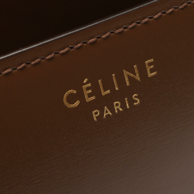 CELINE Classic Box 中型單肩包 皮革 棕色 二手 女款 GHW-3