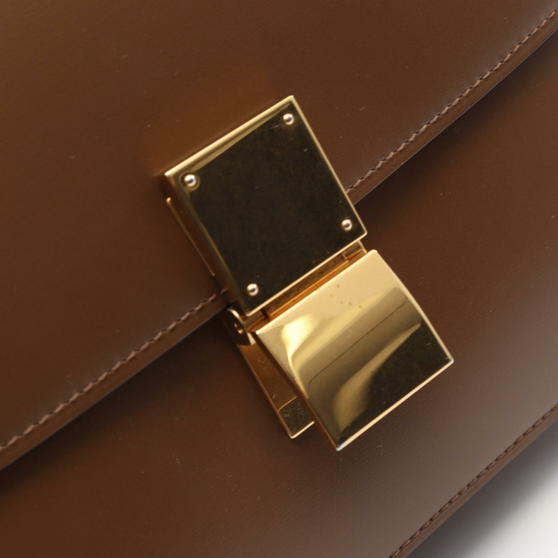 CELINE Classic Box 中型單肩包 皮革 棕色 二手 女款 GHW-6