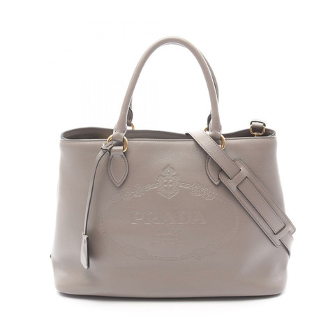 PRADA GLACE'CALF 單肩斜背包 1BA579 皮革 米色 二手 女士