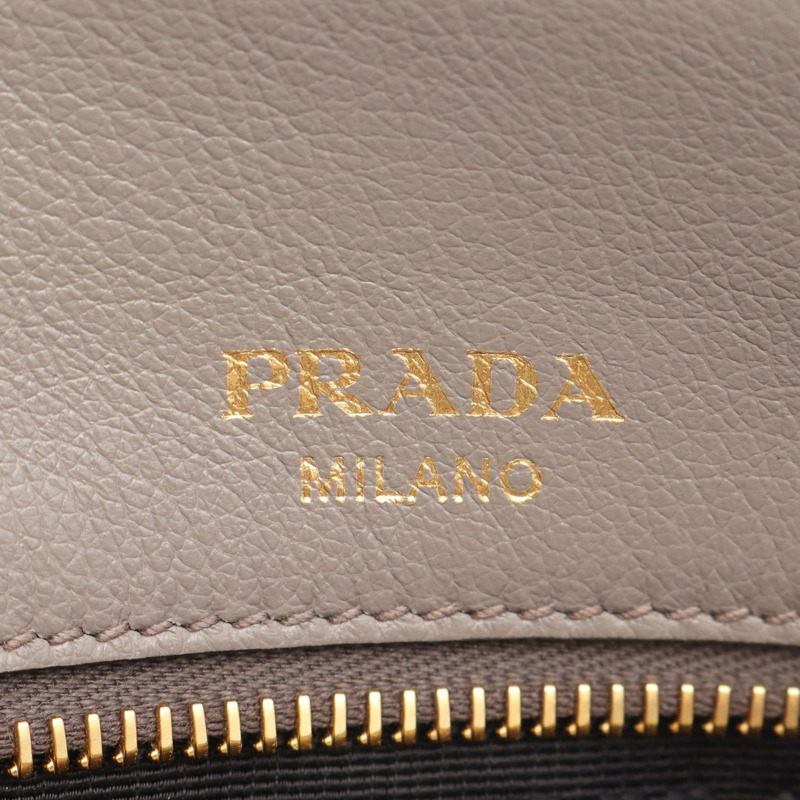 PRADA GLACE'CALF 單肩斜背包 1BA579 皮革 米色 二手 女士-3