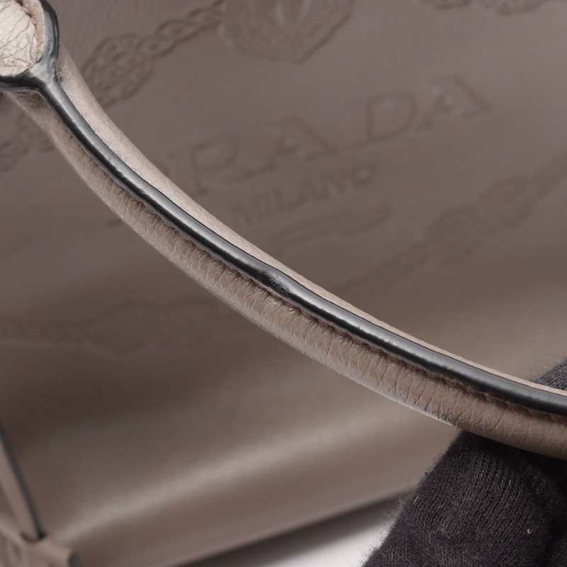 PRADA GLACE'CALF 單肩斜背包 1BA579 皮革 米色 二手 女士-5