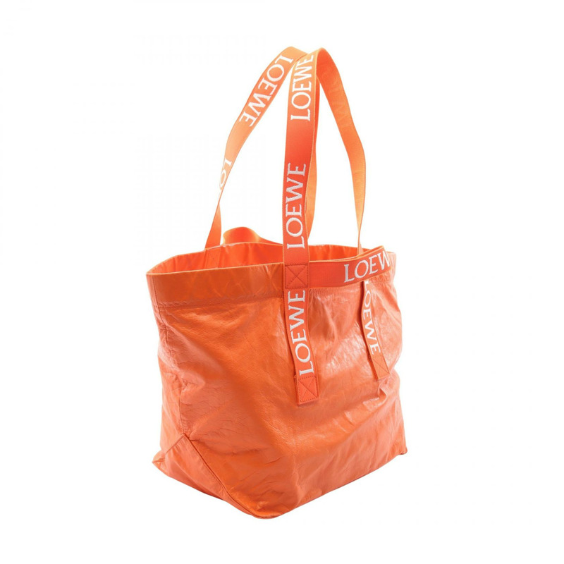 LOEWE Fold Shopper 手提包 單肩包 B507X23X01 紙小牛皮 橘色 二手-1
