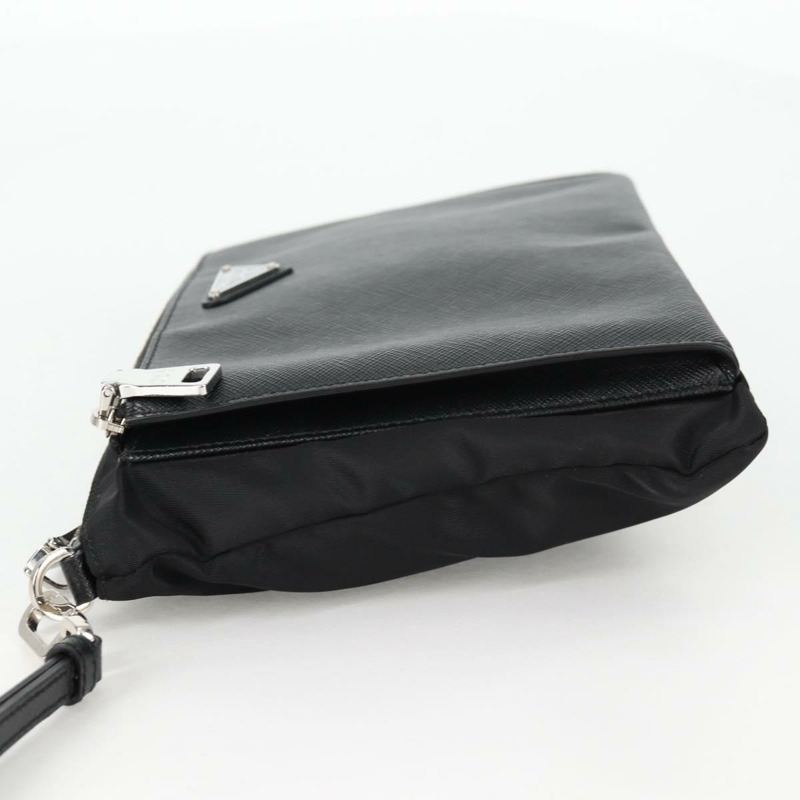 【日本直送】PRADA 手拿包 Saffiano 尼龍黑銀色正品 am9108V-2