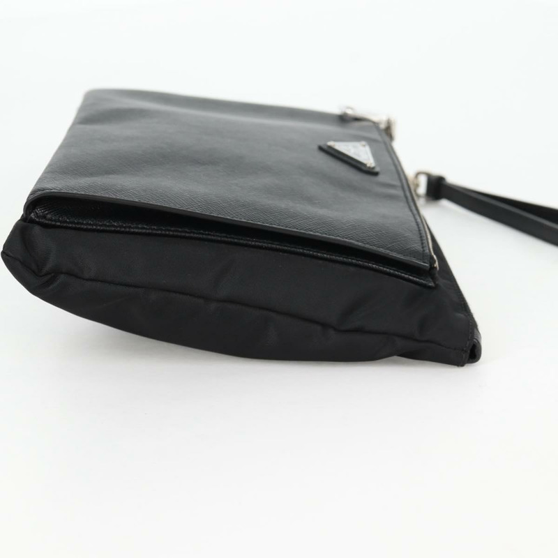 【日本直送】PRADA 手拿包 Saffiano 尼龍黑銀色正品 am9108V-3
