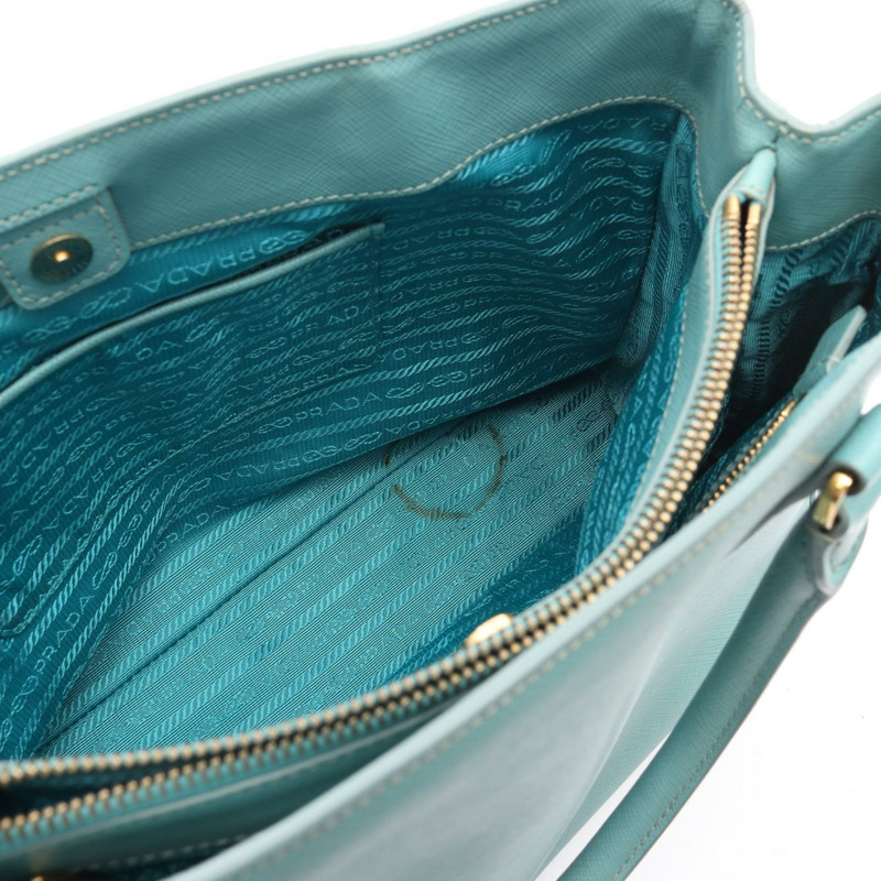 PRADA SAFFIANO Galleria 2Way 肩背包袋 BN1874 皮革 藍色 二手 女士-8