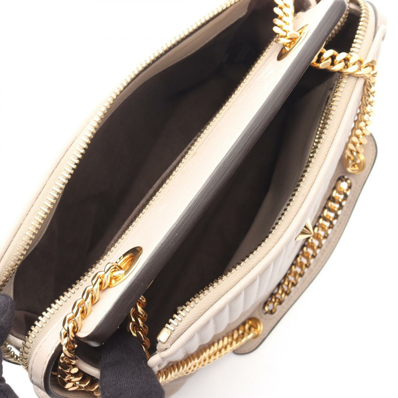 FENDI DOT COM Click 鏈條單肩包 8BN299 皮革 米色 二手 女士-2