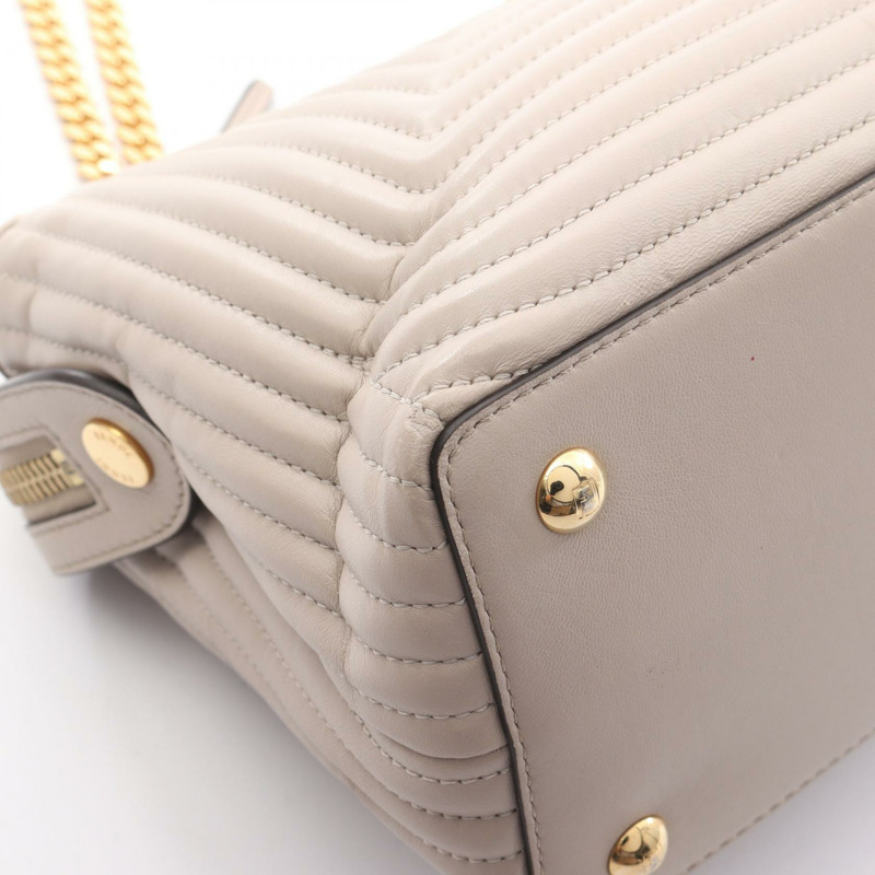 FENDI DOT COM Click 鏈條單肩包 8BN299 皮革 米色 二手 女士-4