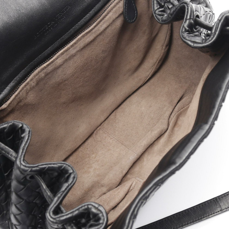 BOTTEGA VENETA Intrecciato 單肩包 245342 皮革 黑色 二手 女士-2