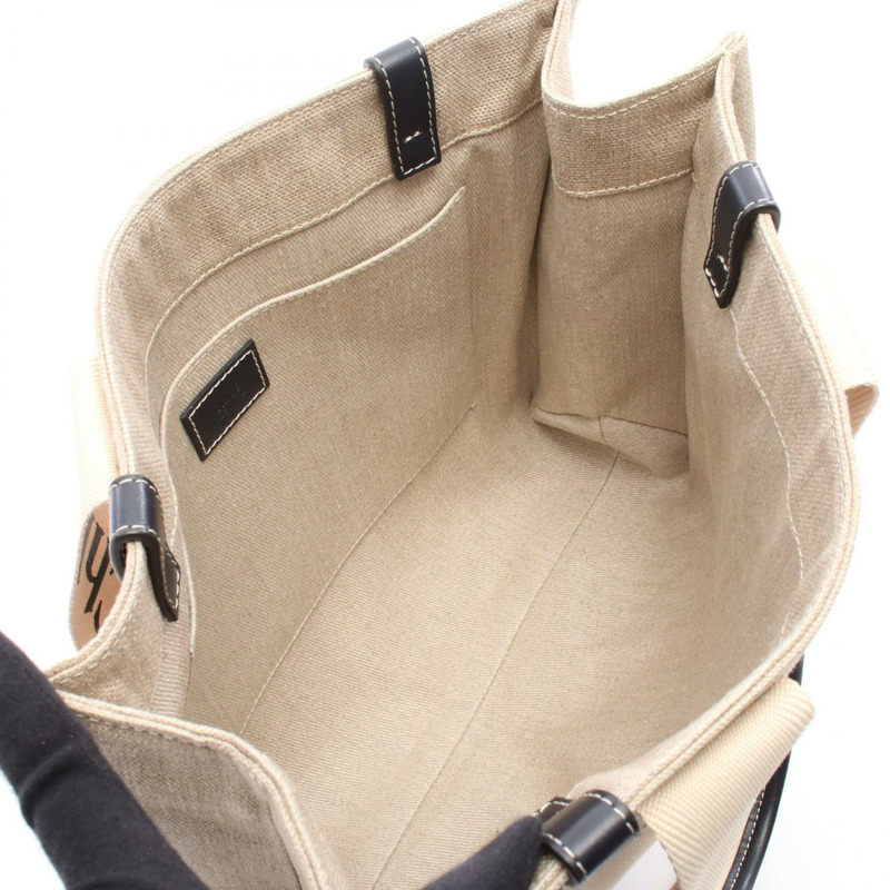 Chloe WOODY 中型托特單肩包 帆布皮革 米色 黑色 二手 女士 logo-2