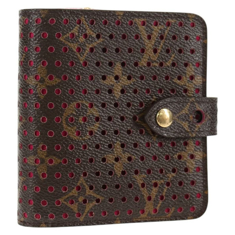 LOUIS VUITTON Monogram Perfo 緊湊型拉鍊皮夾紫紅色 M95188 LV Auth am9095V
