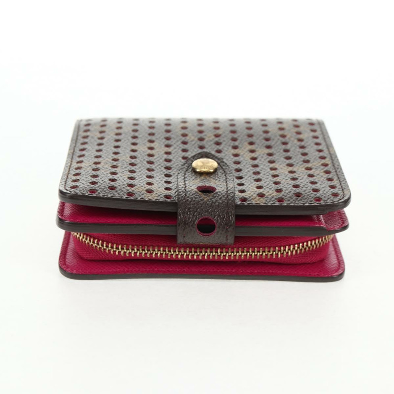 【日本直送】LOUIS VUITTON Monogram Perfo 緊湊型拉鍊皮夾紫紅色 M95188 LV Auth am9095V-3