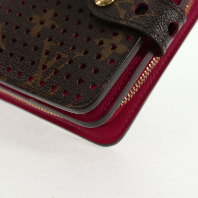 【日本直送】LOUIS VUITTON Monogram Perfo 緊湊型拉鍊皮夾紫紅色 M95188 LV Auth am9095V-13