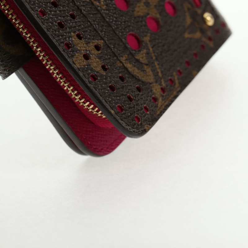 【日本直送】LOUIS VUITTON Monogram Perfo 緊湊型拉鍊皮夾紫紅色 M95188 LV Auth am9095V-14