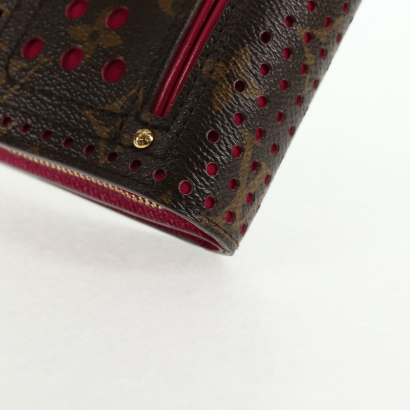 【日本直送】LOUIS VUITTON Monogram Perfo 緊湊型拉鍊皮夾紫紅色 M95188 LV Auth am9095V-15