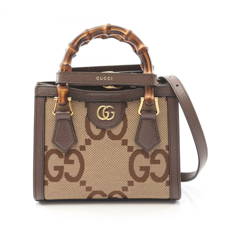 GUCCI Diana Mini GG Marmont 單肩托特包 手提包 655661 帆布皮革 二手-0