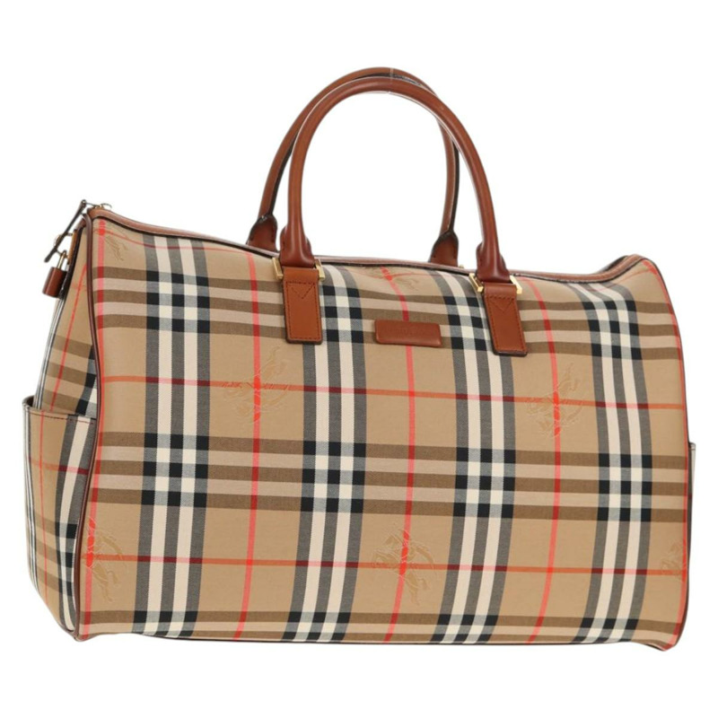 【日本直送】BURBERRY Nova 格紋波士頓包 帆布 米色金色 正品 am9136V-0