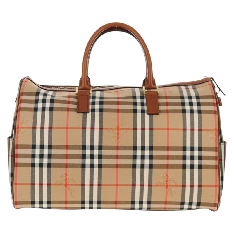 【日本直送】BURBERRY Nova 格紋波士頓包 帆布 米色金色 正品 am9136V-1