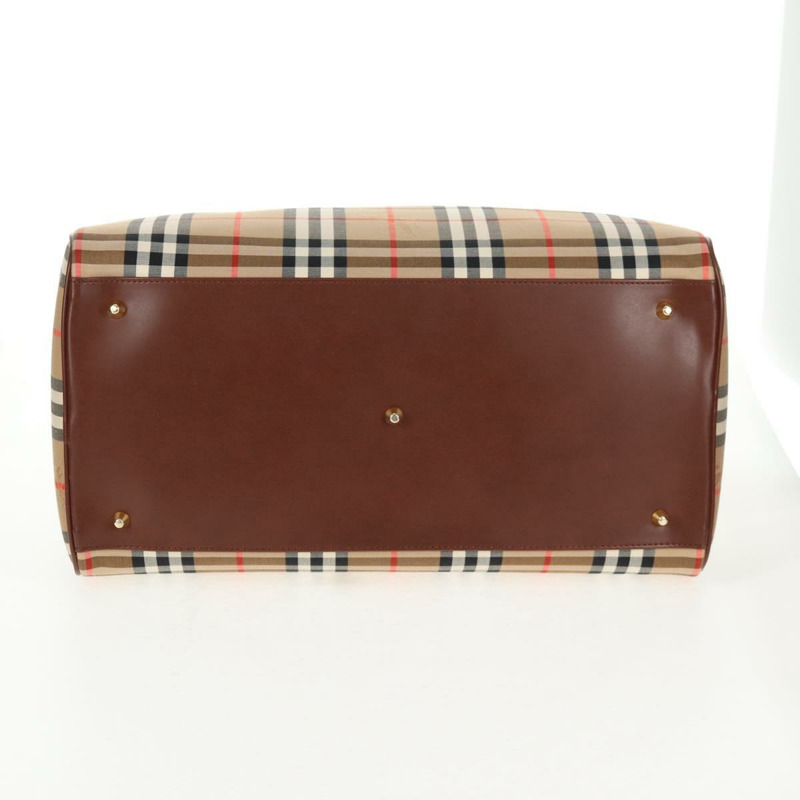 【日本直送】BURBERRY Nova 格紋波士頓包 帆布 米色金色 正品 am9136V-4