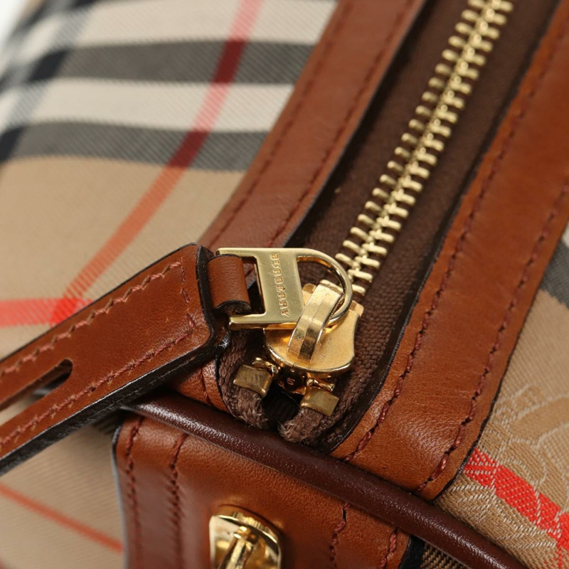【日本直送】BURBERRY Nova 格紋波士頓包 帆布 米色金色 正品 am9136V-9