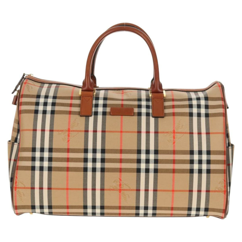 【日本直送】BURBERRY Nova 格紋波士頓包 帆布 米色金色 正品 am9136V-12
