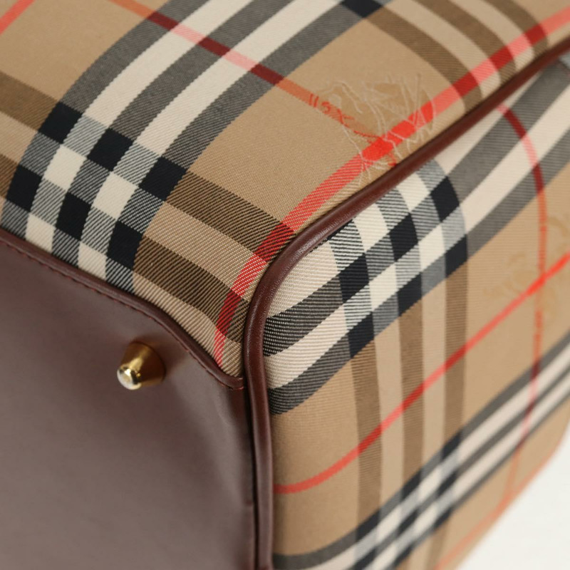 【日本直送】BURBERRY Nova 格紋波士頓包 帆布 米色金色 正品 am9136V-13