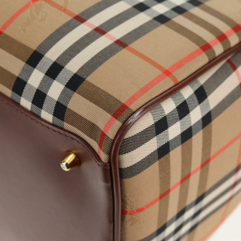 【日本直送】BURBERRY Nova 格紋波士頓包 帆布 米色金色 正品 am9136V-15