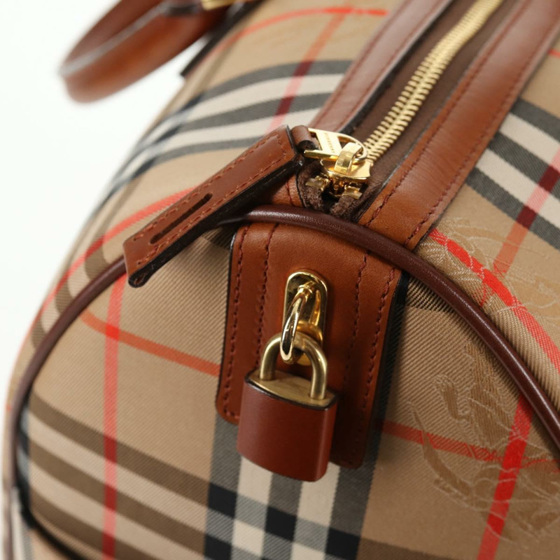 【日本直送】BURBERRY Nova 格紋波士頓包 帆布 米色金色 正品 am9136V-17