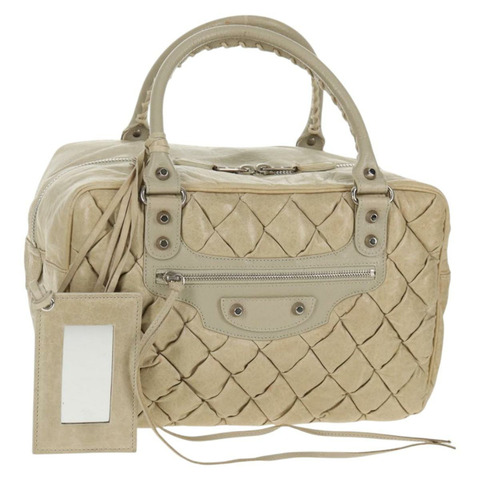 BALENCIAGA Matelasse 手提包 皮革 米色 銀色 168031 正品 142293V