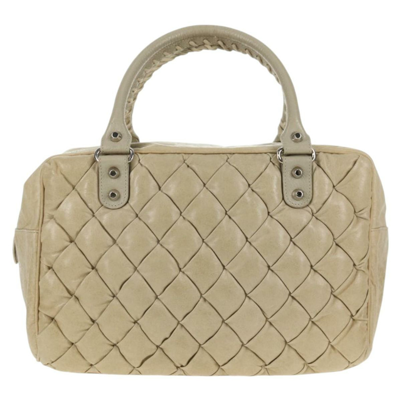 【日本直送】BALENCIAGA Matelasse 手提包，皮革，米色/銀色，貨號 168031，正品號 142293V-1