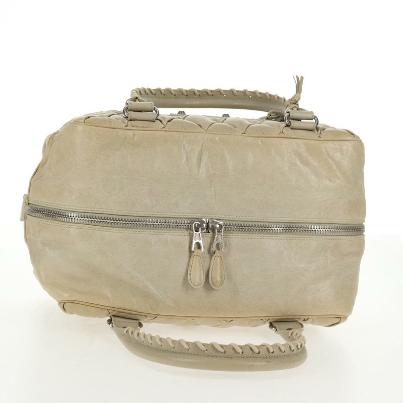【日本直送】BALENCIAGA Matelasse 手提包，皮革，米色/銀色，貨號 168031，正品號 142293V-5