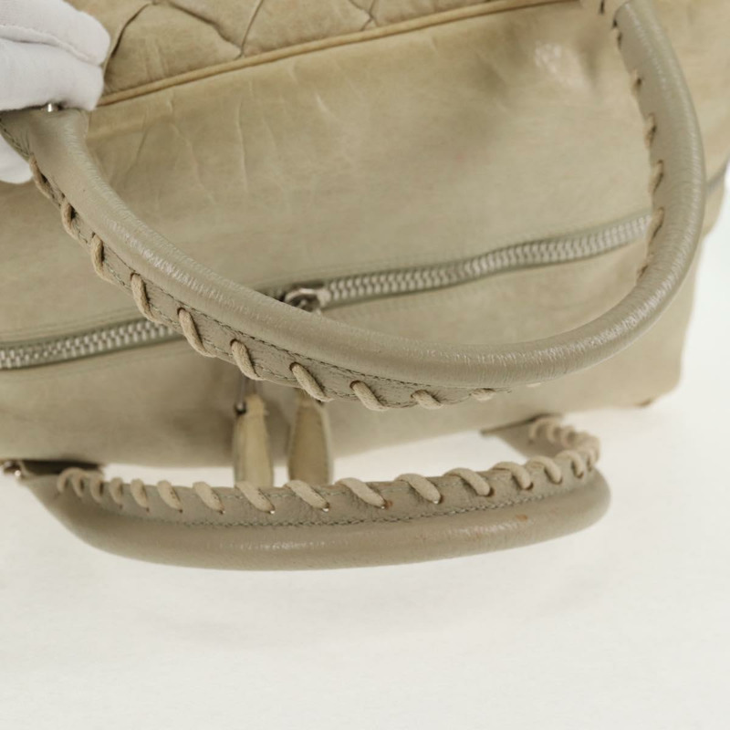 【日本直送】BALENCIAGA Matelasse 手提包，皮革，米色/銀色，貨號 168031，正品號 142293V-6