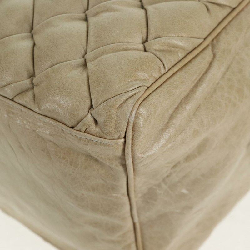 【日本直送】BALENCIAGA Matelasse 手提包，皮革，米色/銀色，貨號 168031，正品號 142293V-16