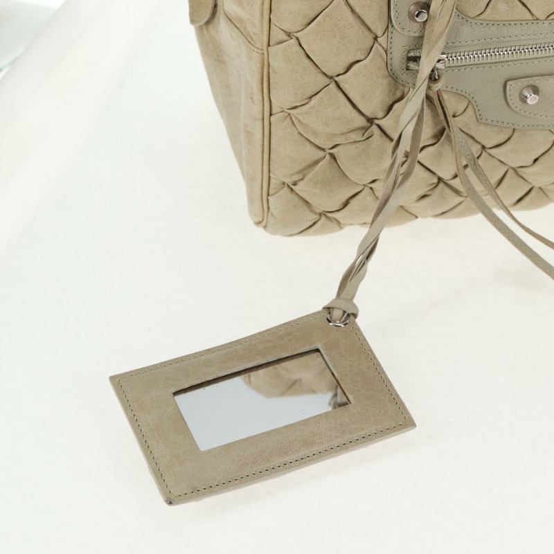 【日本直送】BALENCIAGA Matelasse 手提包，皮革，米色/銀色，貨號 168031，正品號 142293V-17