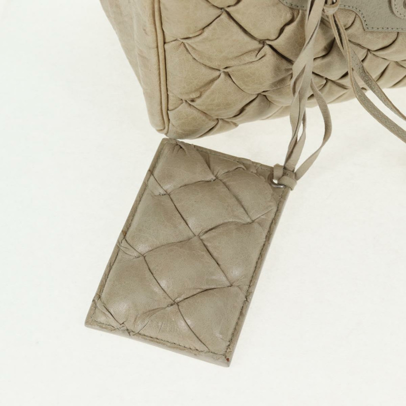 【日本直送】BALENCIAGA Matelasse 手提包，皮革，米色/銀色，貨號 168031，正品號 142293V-18