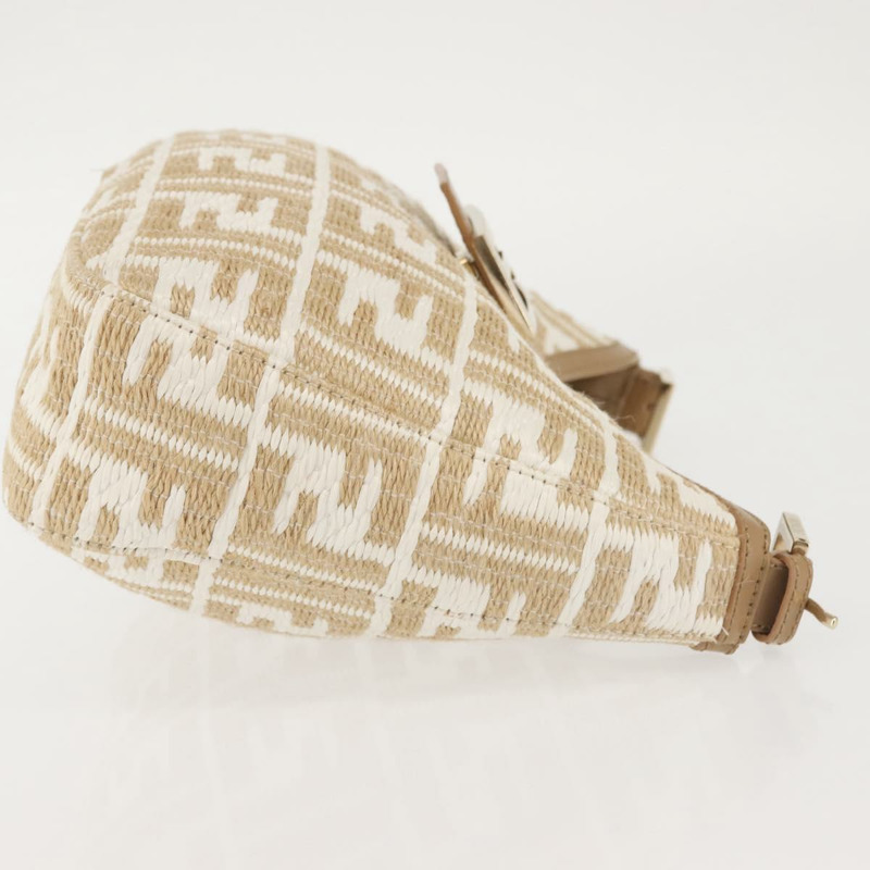 【日本直送】FENDI Zucca 帆布肩背包 草編 米色 金色 正品 142297-2