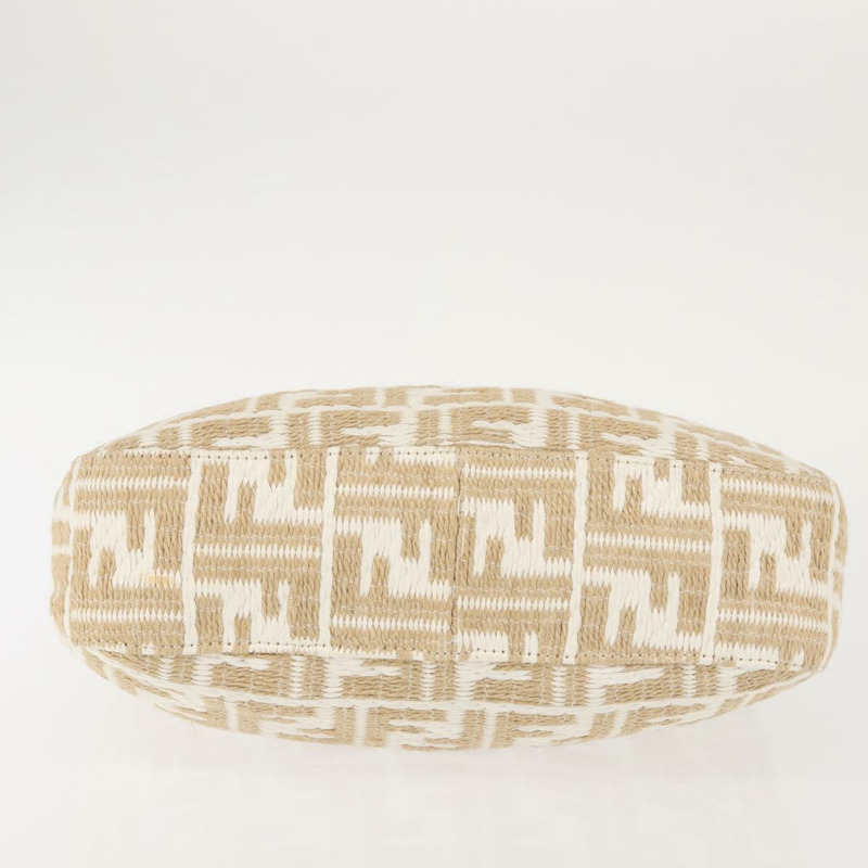 【日本直送】FENDI Zucca 帆布肩背包 草編 米色 金色 正品 142297-5