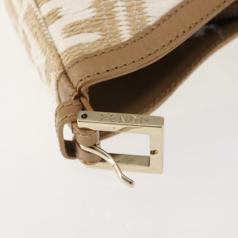 【日本直送】FENDI Zucca 帆布肩背包 草編 米色 金色 正品 142297-7