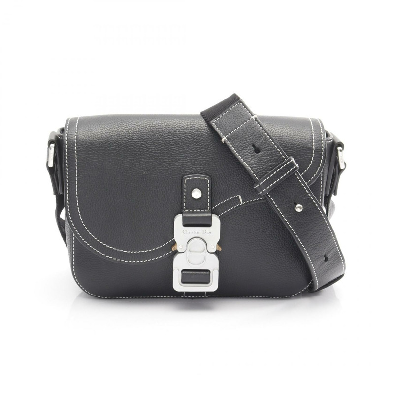 Christian Dior SADDLE FLAP MESSENGER 斜背包 肩背包 皮革 黑色 二手-0