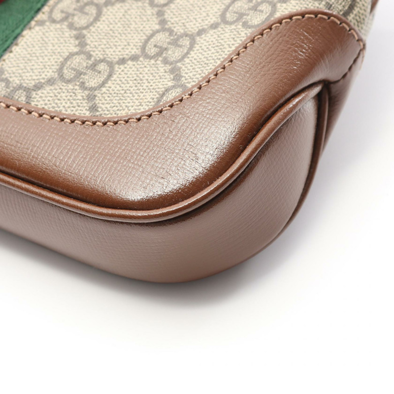 GUCCI Jackie 1961 GG Supreme 斜背包 手提包 637092 帆布皮革 米色棕色-4