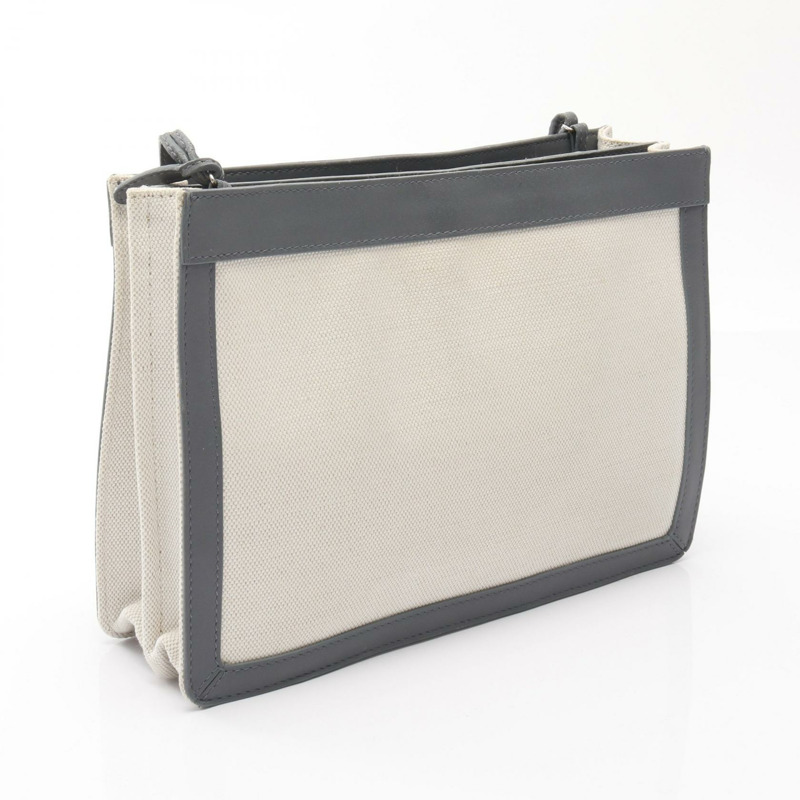 BALENCIAGA 海軍藍 Pochette 單肩包 339937 帆布皮革米色灰色二手-1