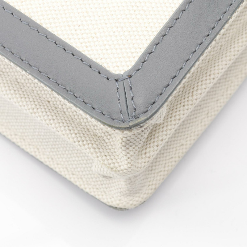 BALENCIAGA 海軍藍 Pochette 單肩包 339937 帆布皮革米色灰色二手-6