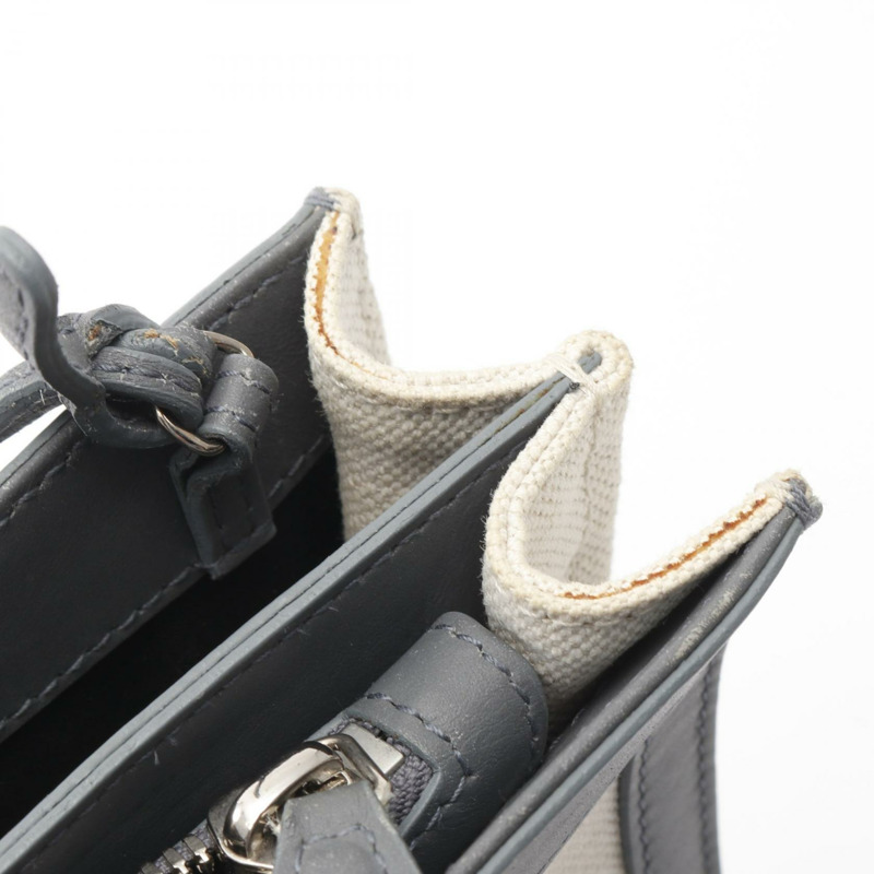 BALENCIAGA 海軍藍 Pochette 單肩包 339937 帆布皮革米色灰色二手-7