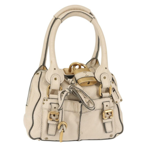 Chloe Paddington 單肩包 皮革 米色 金色 正品 BA5990