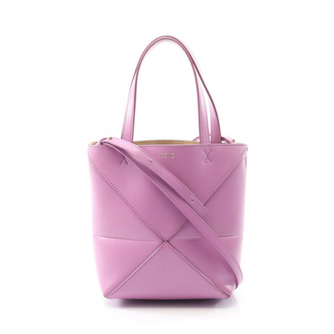 LOEWE Puzzlefold 迷你斜背包 手提包 皮革 紫色 二手 女士