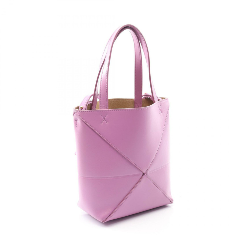 LOEWE Puzzlefold 迷你斜背包 手提包 皮革 紫色 二手 女士-1