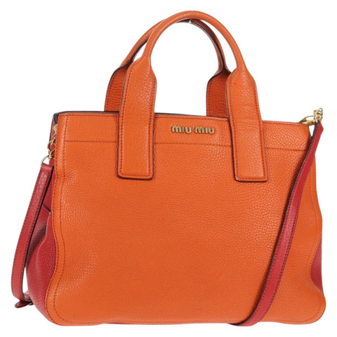 Miu Miu Madras 手提包 皮革 2way 橙色金色 正品 BA5951V