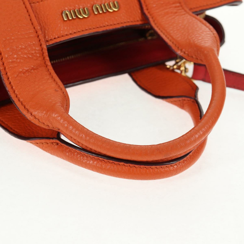 【日本直送】Miu Miu Madras 手提包 皮革 2way 橙色金色 正品 BA5951V-6