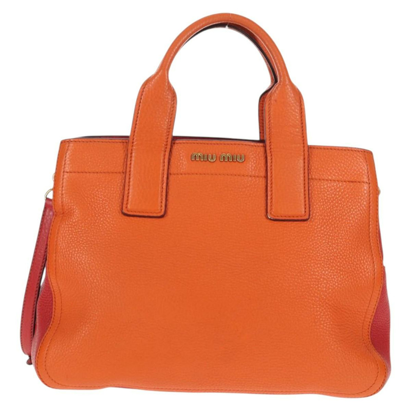 【日本直送】Miu Miu Madras 手提包 皮革 2way 橙色金色 正品 BA5951V-12